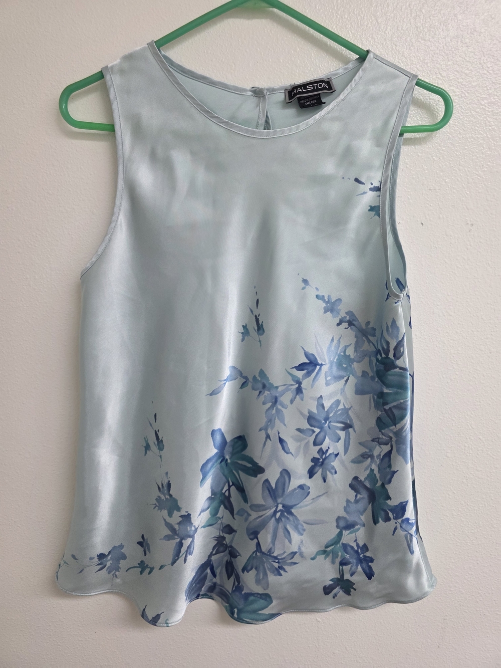 Halston Heritage Pale Blue Floral Satin Camisole (0648)